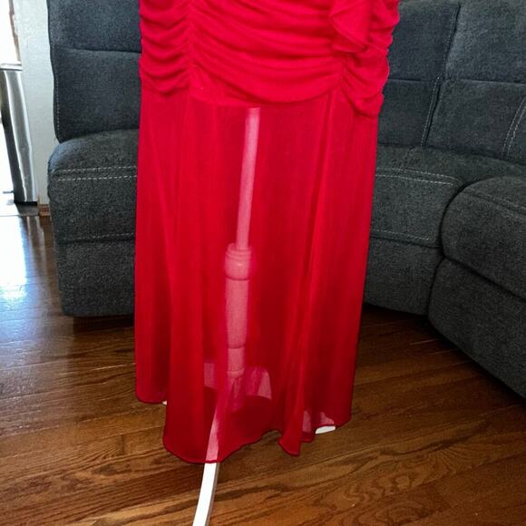 Y2k fiesta red ruched sexy bodycon maxi dress - Picture 4 of 10